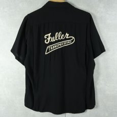 画像1: 50's King Louie チェーン刺繍 レーヨンオープンカラーシャツ BLACK M (1)