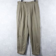 画像1: PERRY ELLIS ストライプ柄織り 2タック レーヨン×ポリエステルスラックス W31 (1)
