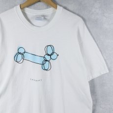 画像1: 2000's "(wiener)" バルーンアートプリントTシャツ L (1)