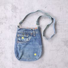 画像2: 60〜70's LEVI'S 501 BIGE リメイク デニムショルダーバッグ (2)