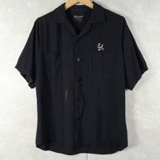画像2: 50's King Louie チェーン刺繍 レーヨンオープンカラーシャツ BLACK M (2)