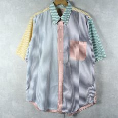 画像1: 80's Brooks Brothers USA製 マルチカラーストライプ柄 コットンボタンダウンシャツ XL (1)