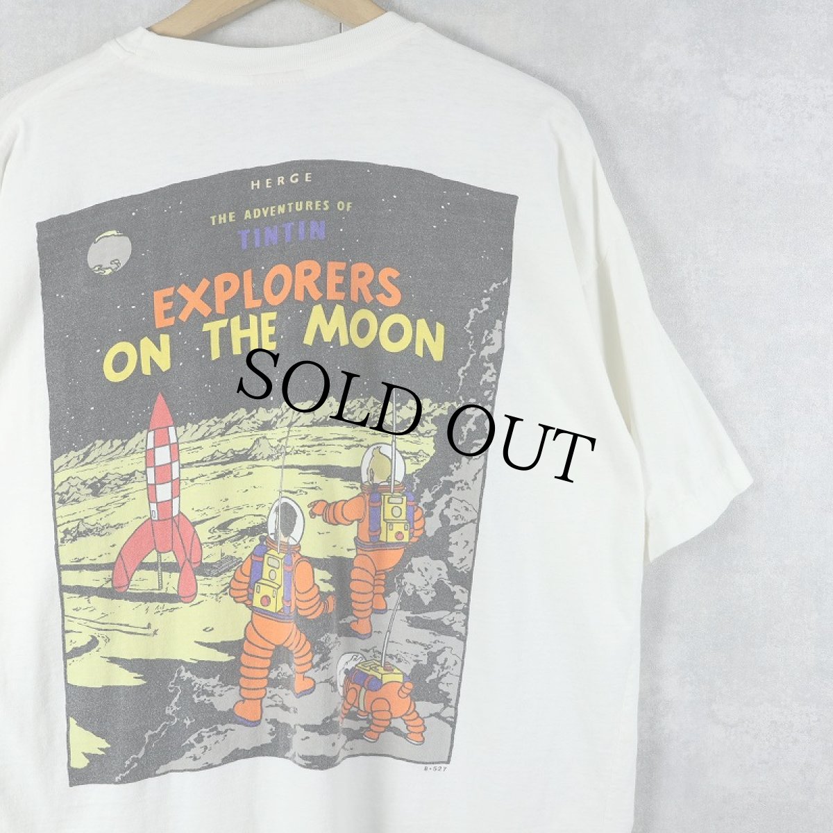 画像1: 90's The Adventures of Tintin "EXPLORERS ON THE MOON" キャラクタープリントTシャツ XL (1)