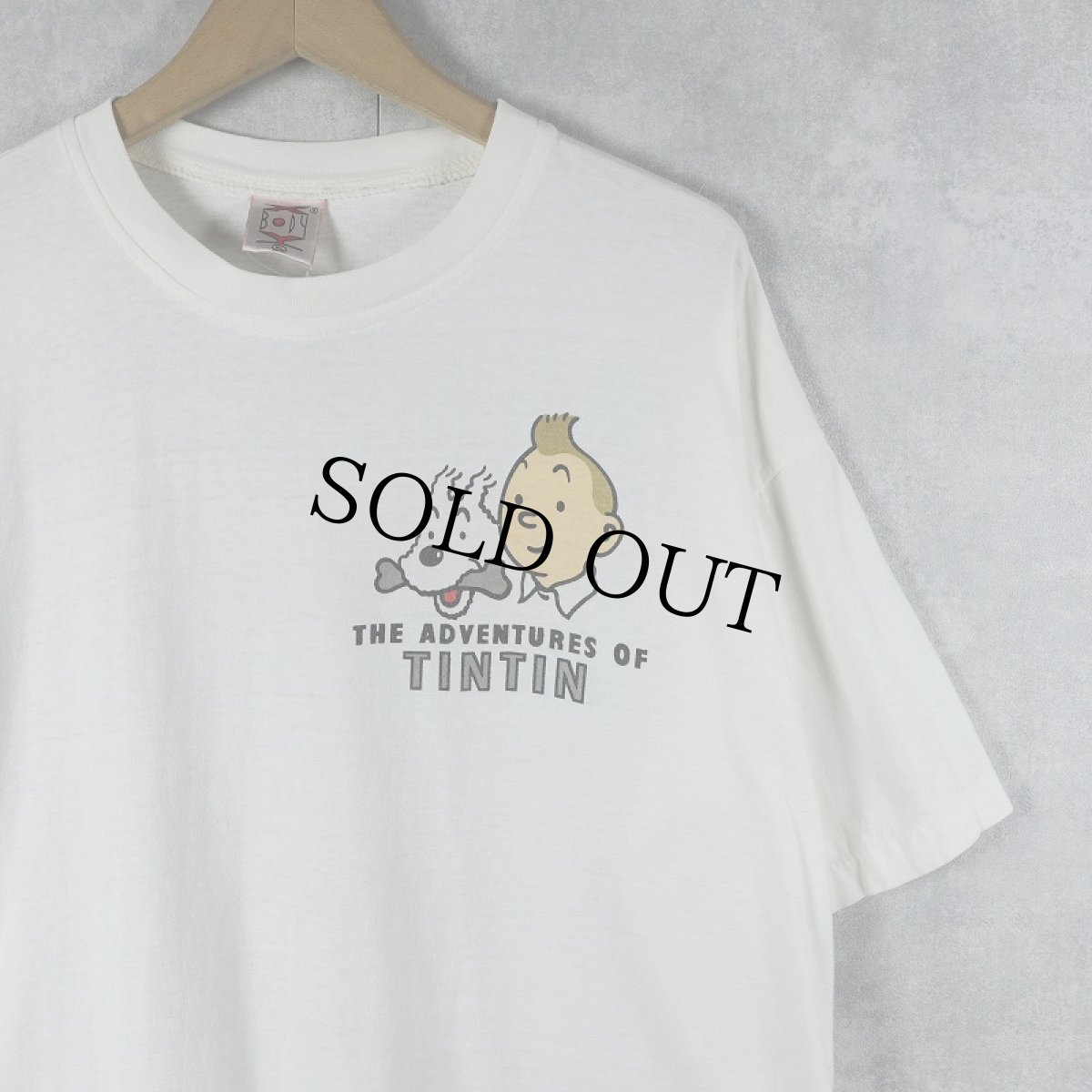 画像2: 90's The Adventures of Tintin "EXPLORERS ON THE MOON" キャラクタープリントTシャツ XL (2)