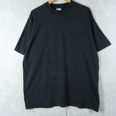 画像1: 90's BVD USA製 無地ポケットTシャツ BLACK XL (1)