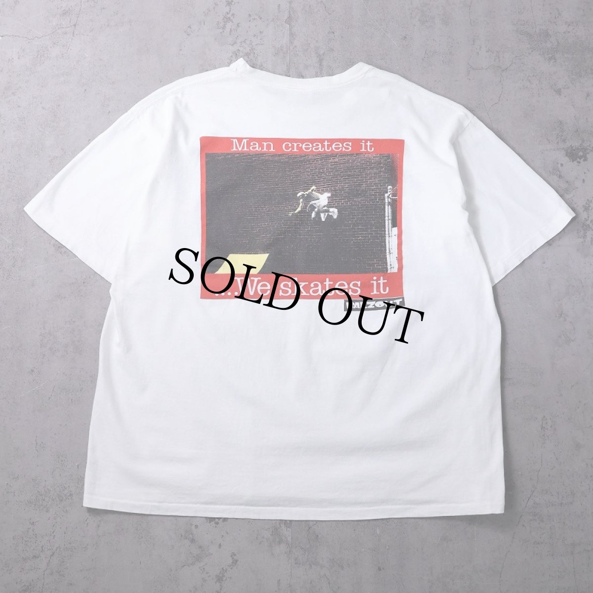 画像1: 90's BALZOUT USA製 "Man creates it..." フォトプリントTシャツ XL (1)