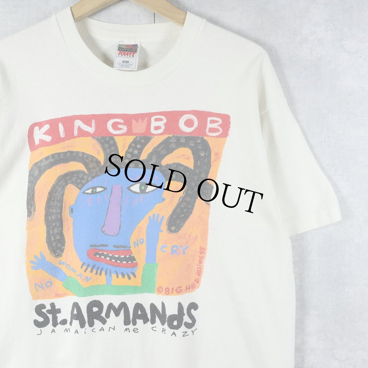 画像1: 90's BIG HED USA製 "KINGBOB" アートプリントTシャツ L (1)