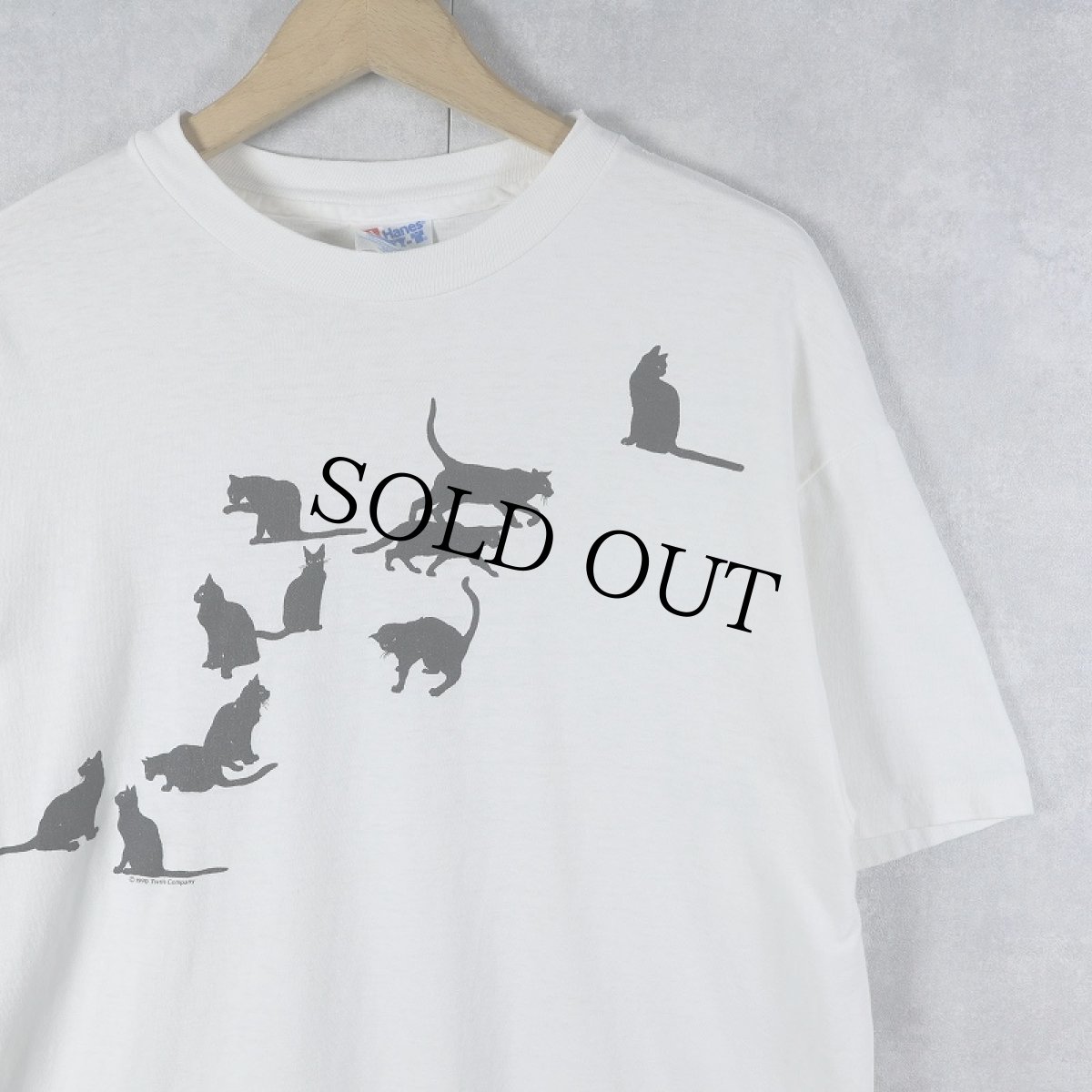 画像1: 90's Two's Company USA製 猫プリントTシャツ L (1)