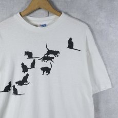 画像1: 90's Two's Company USA製 猫プリントTシャツ L (1)