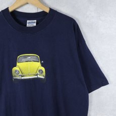 画像1: "Volkswagen Beetle" 車プリントTシャツ NAVY XL (1)
