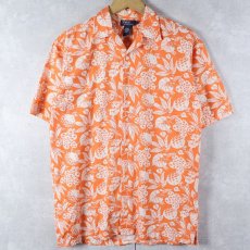 画像1: POLO Ralph Lauren 総柄 コットンハワイアンシャツ L (1)