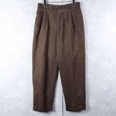 画像1: HAGGAR USA製 2タック ポリエステルスラックス BROWN W31 (1)