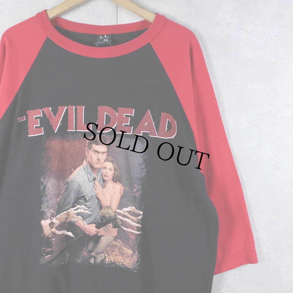 画像1: EVIL DEAD ホラー映画プリントラグランTシャツ XL (1)