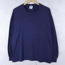 画像1: 80's RUSSELL ATHLETIC USA製 無地ロンT NAVY L (1)