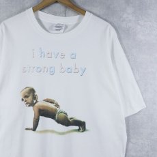 画像1: "i have strong baby" 赤ちゃん シュールプリントTシャツ XL (1)