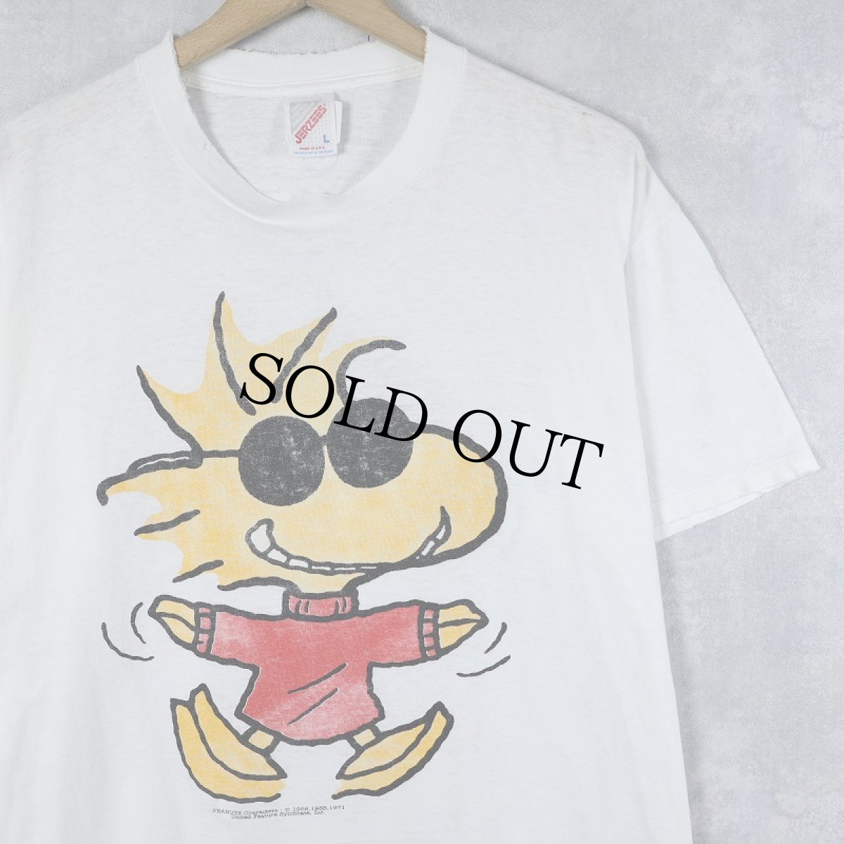 画像1: 90's PEANUTS USA製 "JOE COOL" キャラクターパロディプリントTシャツ L (1)