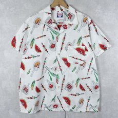 画像2: 50〜60’s “Chefmaster” Barbecue Pattern コットンオープンカラーシャツ / シェフハット 16 1/2 箱付きDEAD STOCK L (2)