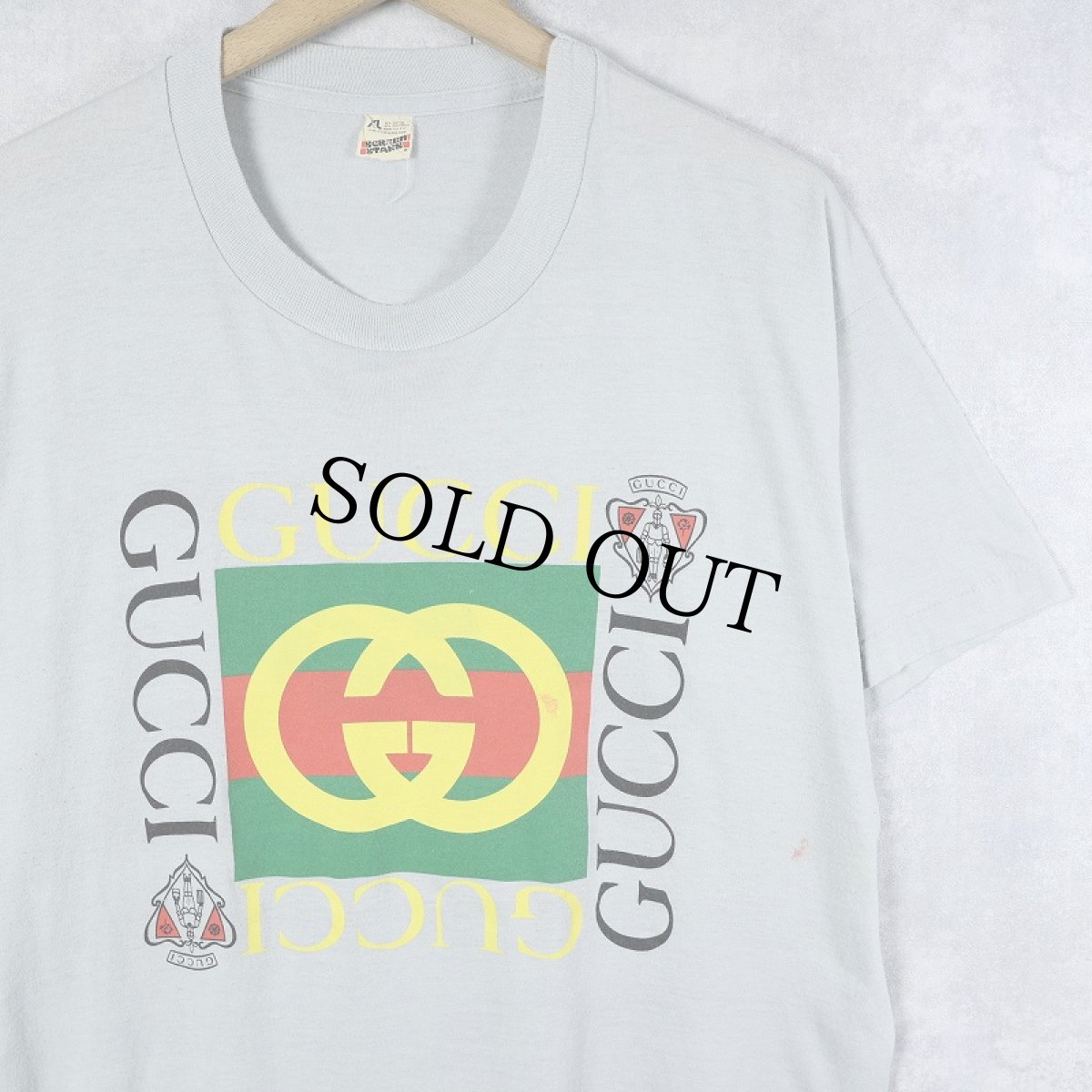 画像1: 80〜90's ブート GUCCI USA製 ロゴプリントTシャツ XL  (1)