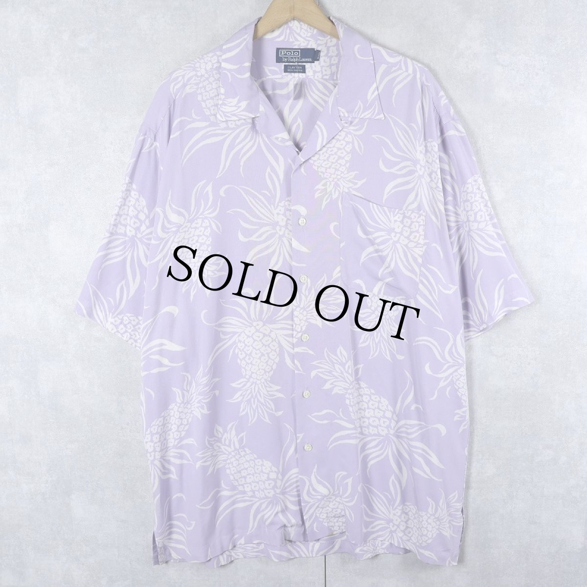 画像1: POLO Ralph Lauren "CLAYTON" パイナップル柄 レーヨンハワイアンシャツ L (1)