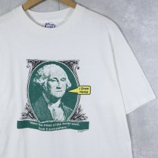 画像1: 90's George Washington USA製 "I Grew Hemp" パロディプリントTシャツ XL (1)