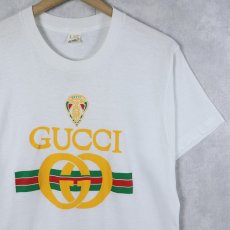 画像1: 80〜90's ブート GUCCI USA製 ロゴプリントTシャツ L (1)