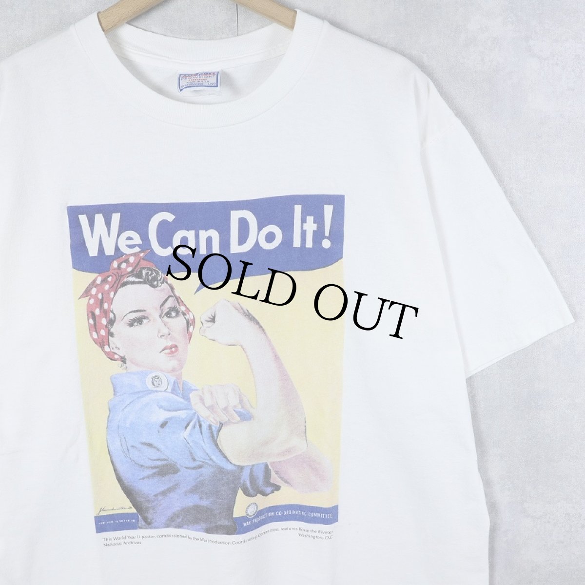 画像1: 90's USA製 "We Can Do It!" 第二次世界大戦 ポスタープリントTシャツ L (1)