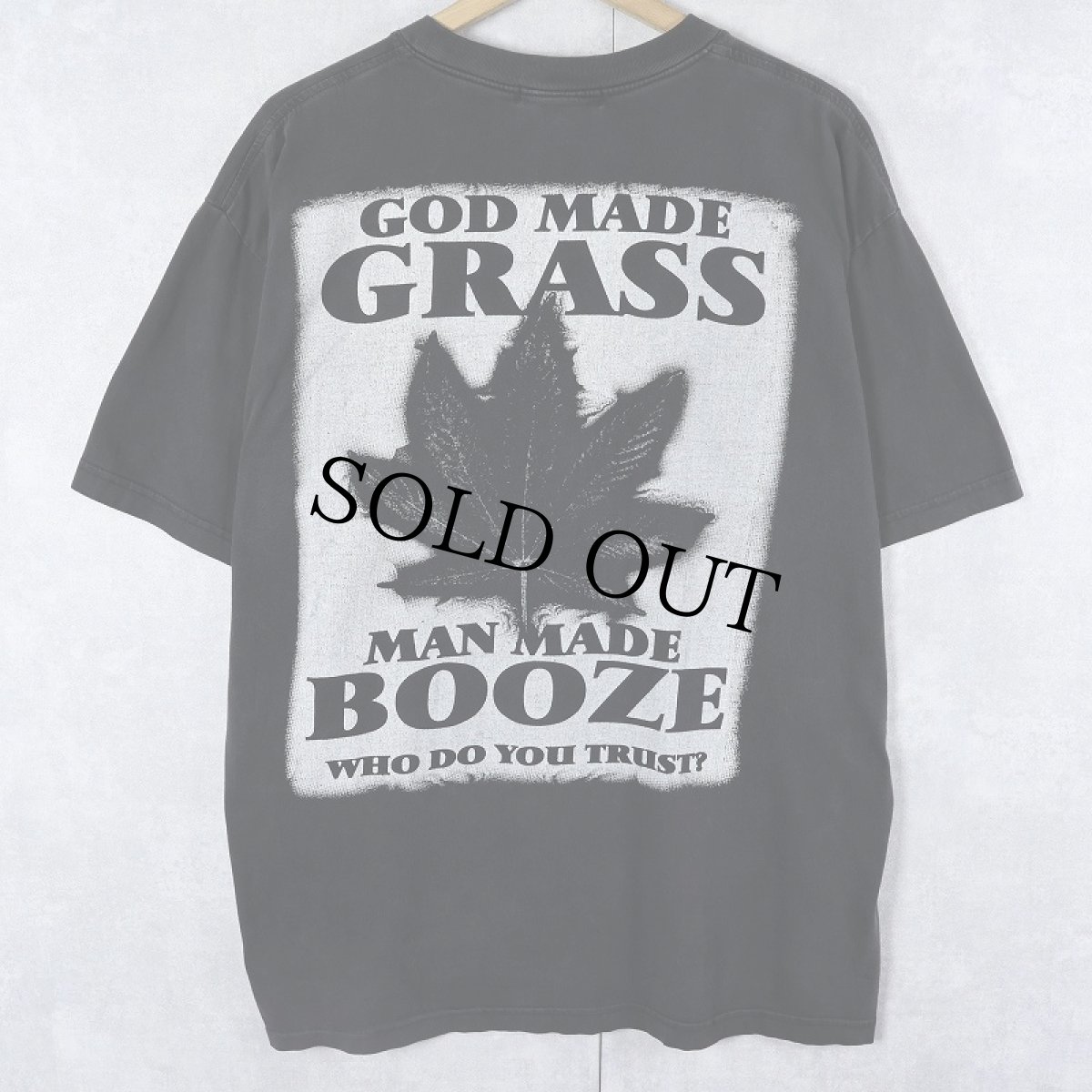 画像2: "GOD MADE GRASS MAN MADE BOOZE,,," ガンジャプリントTシャツ BLACK XL (2)