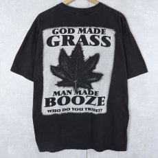 画像2: "GOD MADE GRASS MAN MADE BOOZE,,," ガンジャプリントTシャツ BLACK XL (2)