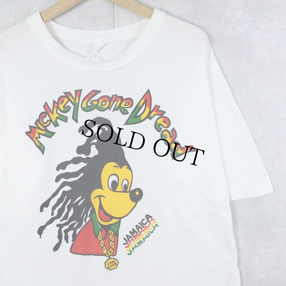 画像1: 2000's "Mickey Gone dread" キャラクターパロディプリントTシャツ (1)
