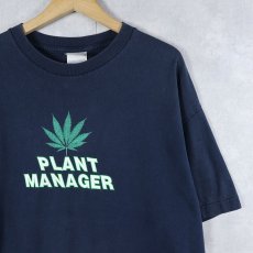 画像1: "PLANT MANAGER" ガンジャプリントTシャツ NAVY XL (1)