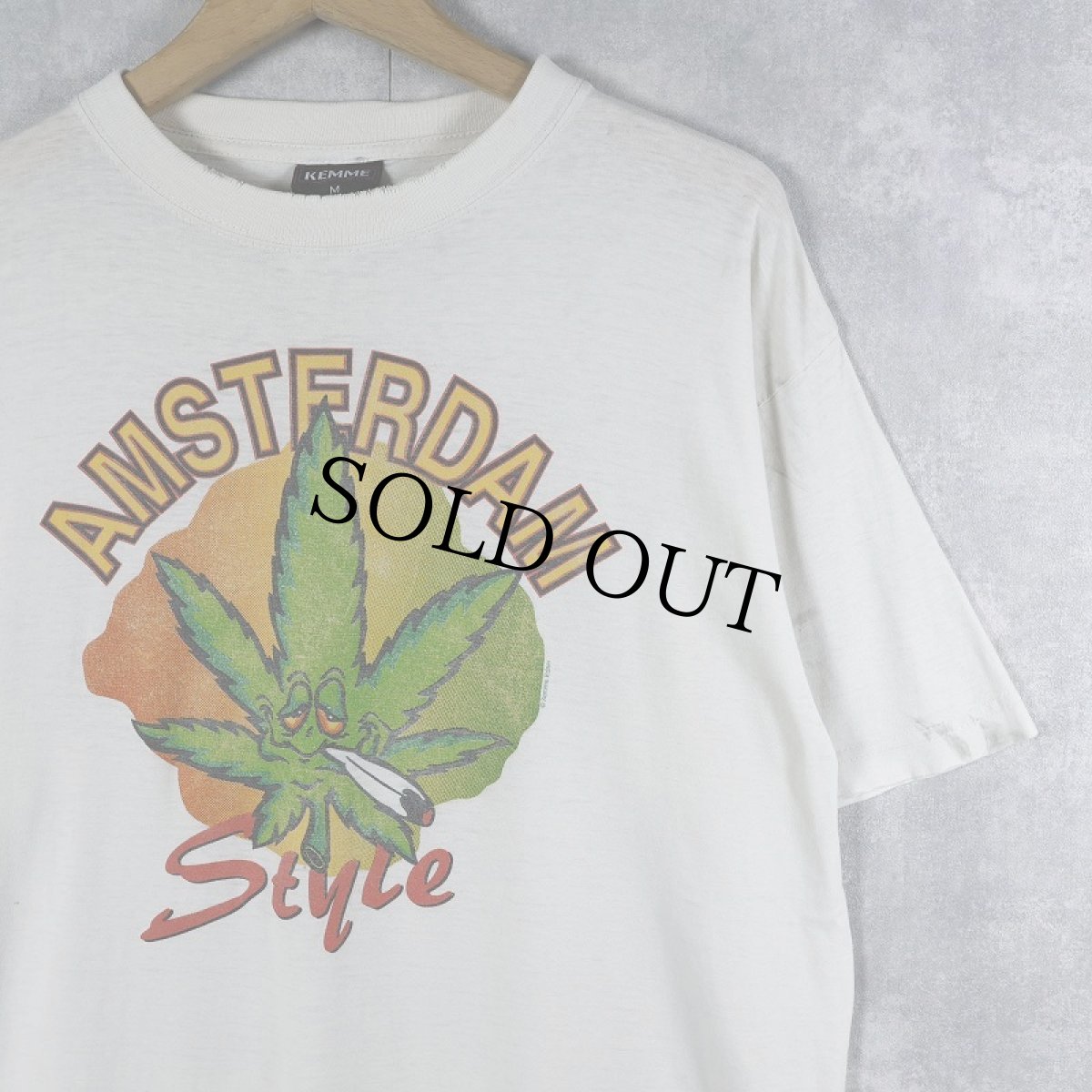 画像1: "AMSTERDAM STYLE" ガンジャプリントTシャツ M (1)