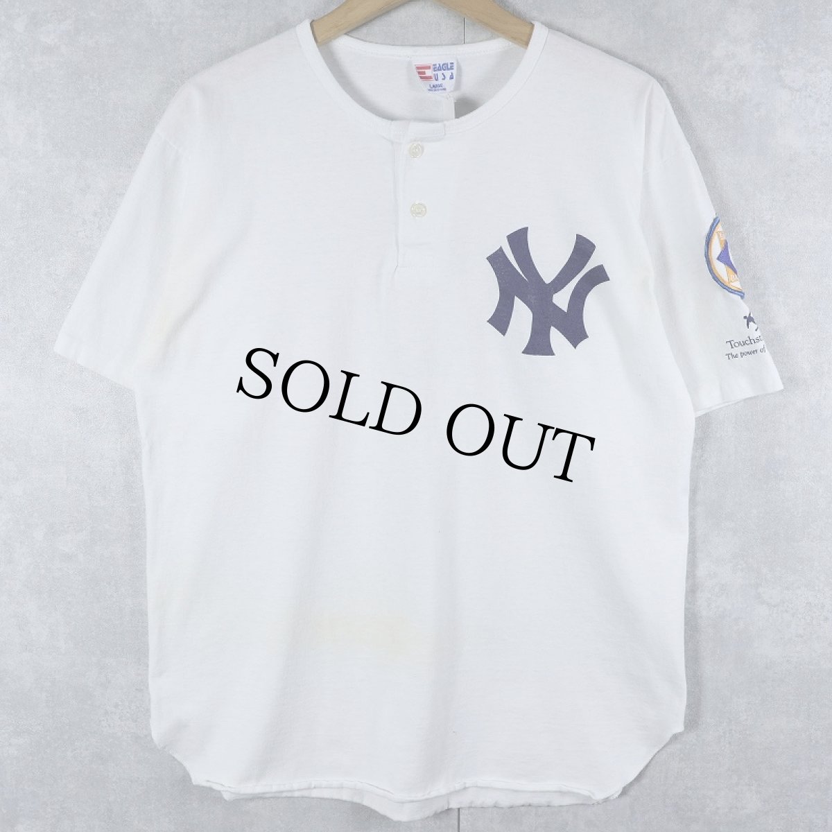 画像1: 90's USA製 MLB NEW YORK YANKEES ヘンリーネックTシャツ L (1)