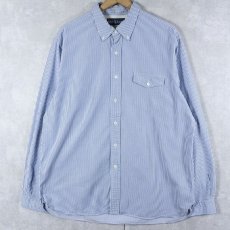 画像1: Ralph Lauren ストライプ柄 マチ付き ボタンダウン オックスフォードシャツ XL (1)