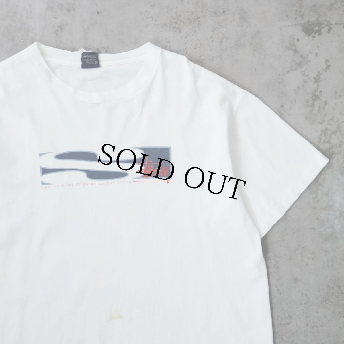 画像1: 90's STUSSY 紺タグ USA製 ロゴプリントTシャツ XL (1)