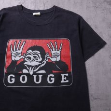 画像1: 90's GOUGE USA製 キャラクターパロディプリントTシャツ BLACK L (1)