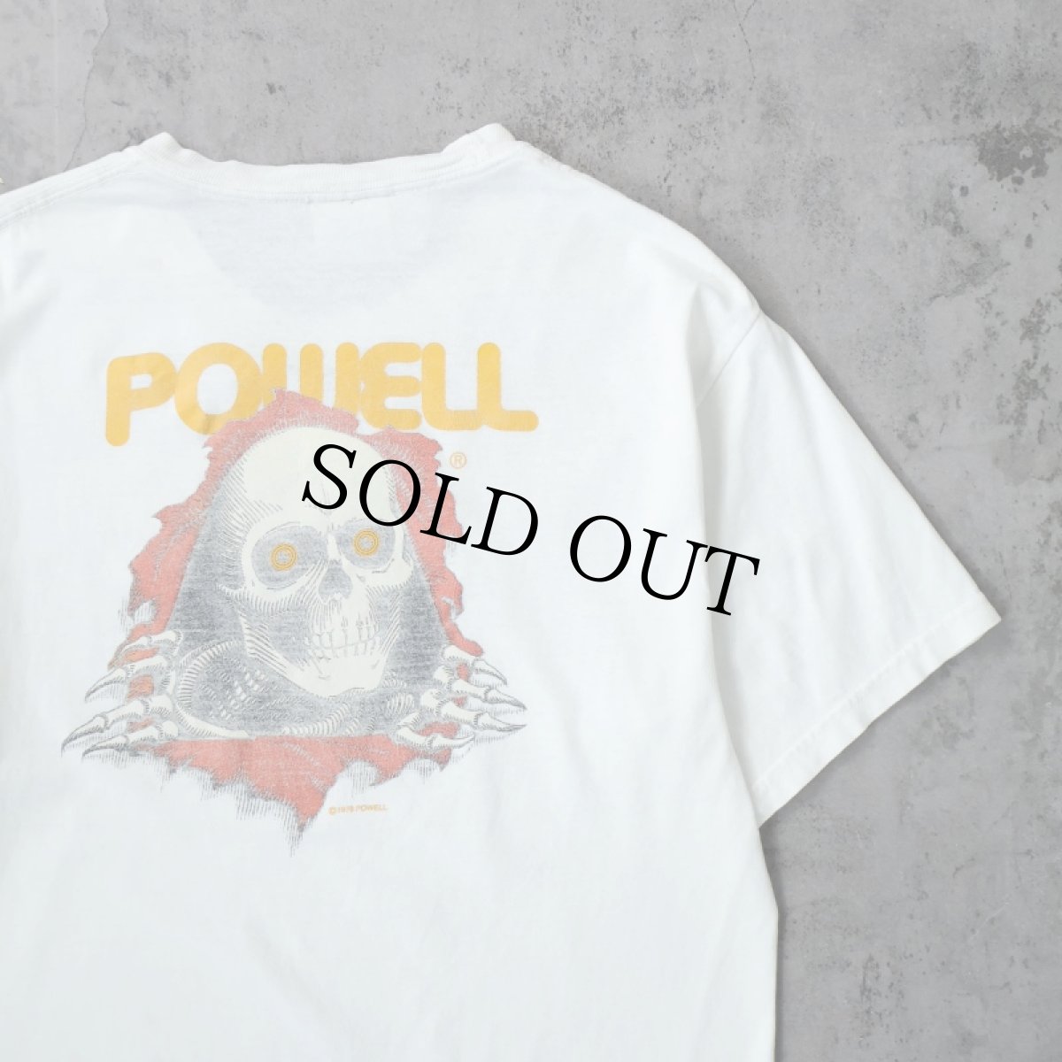 画像1: 2000's POWELL PERALTA スカルプリントTシャツ M (1)