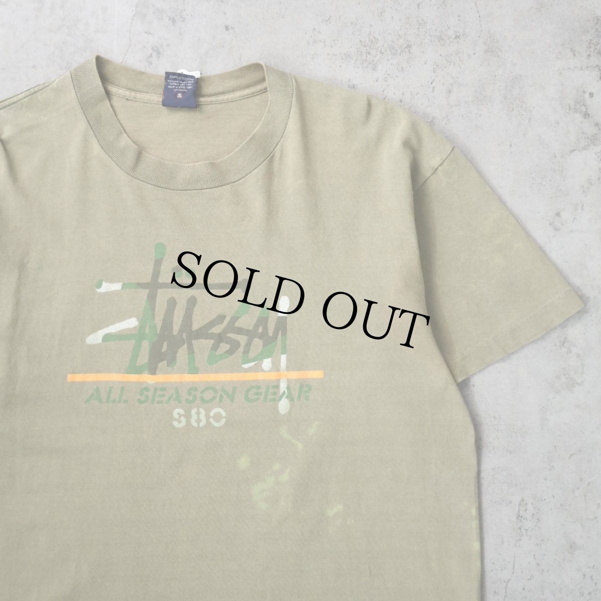 画像1: 90's STUSSY USA製 "ALL SEASON GEAR 580" ロゴプリントTシャツ XL (1)