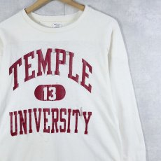 画像1: 80's Champion トリコタグ USA製 "TEMPLE UNIVERSITY" ラバープリント フットボールTシャツ L (1)