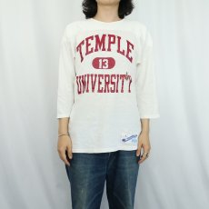 画像2: 80's Champion トリコタグ USA製 "TEMPLE UNIVERSITY" ラバープリント フットボールTシャツ L (2)