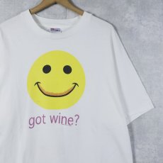 画像1: 90's "got wine?" スマイルプリント 広告パロディTシャツ XL (1)