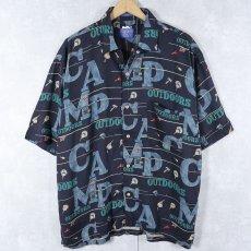画像1: 90〜2000's PENDLETON 総柄レーヨンオープンカラーシャツ L (1)