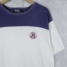 画像1: 90's POLO Ralph Lauren USA製 クッキーパッチ 2トーンTシャツ L (1)