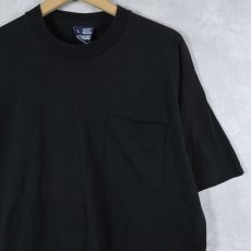 画像1: 90's HONORS USA製 無地ポケットTシャツ BLACK L (1)