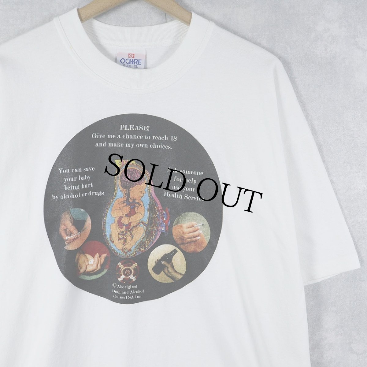 画像1: 90's Aboriginal Dene and Alcohol Council SA Inc. "PLEASE! Give me a chance to" メッセージプリントTシャツ XL (1)