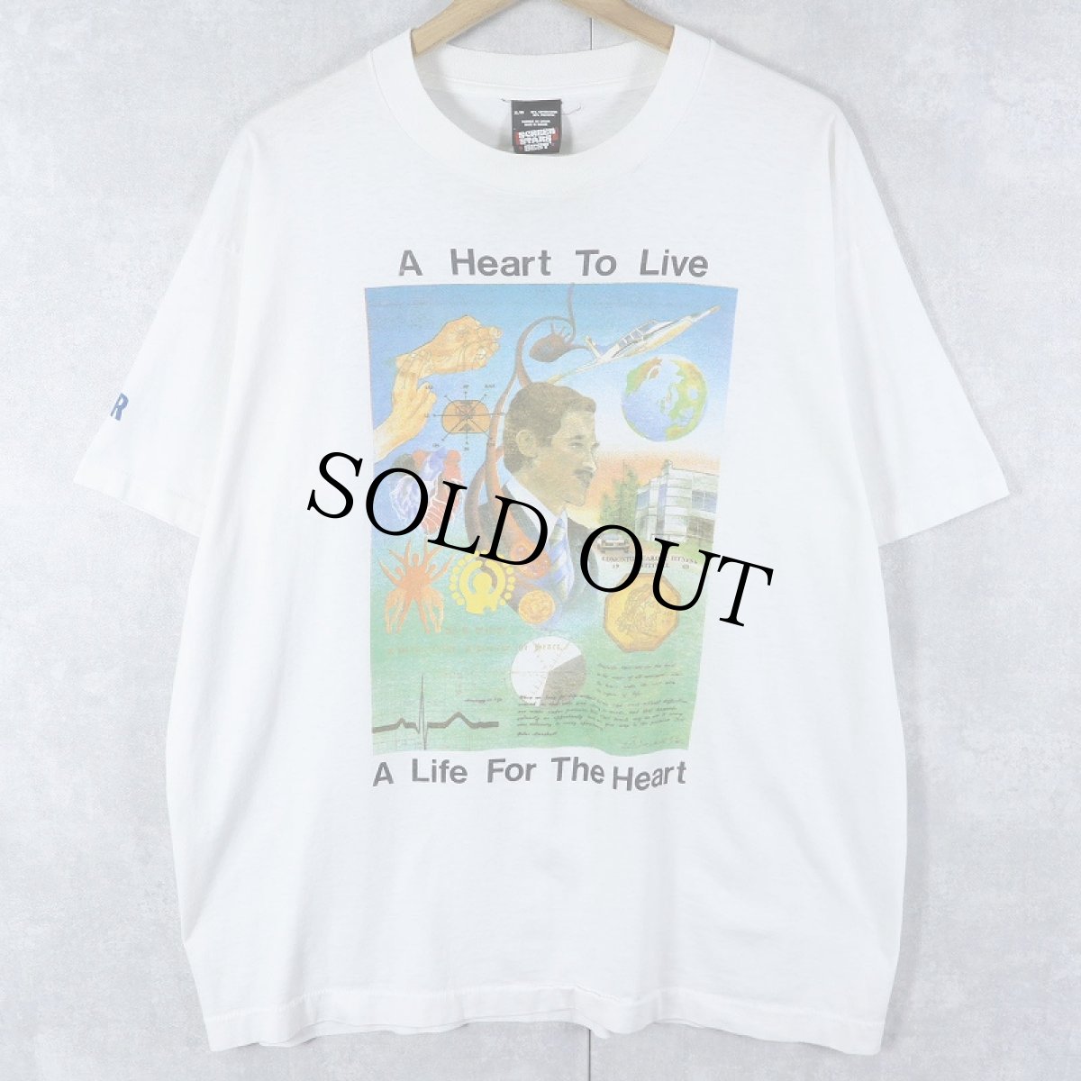画像1: 90's EDMONTON CARDIAC FITNESS INSTITUTE CANADA製 イラストプリントTシャツ XL (1)