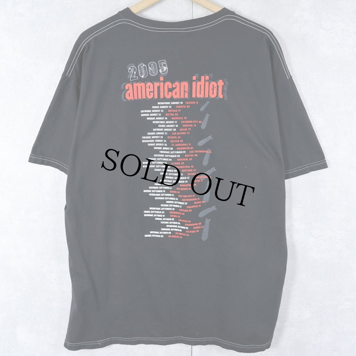 画像2: 2000's GREEN DAY "2005 american idiot" ロックバンド ツアープリントTシャツ BLACK XL (2)