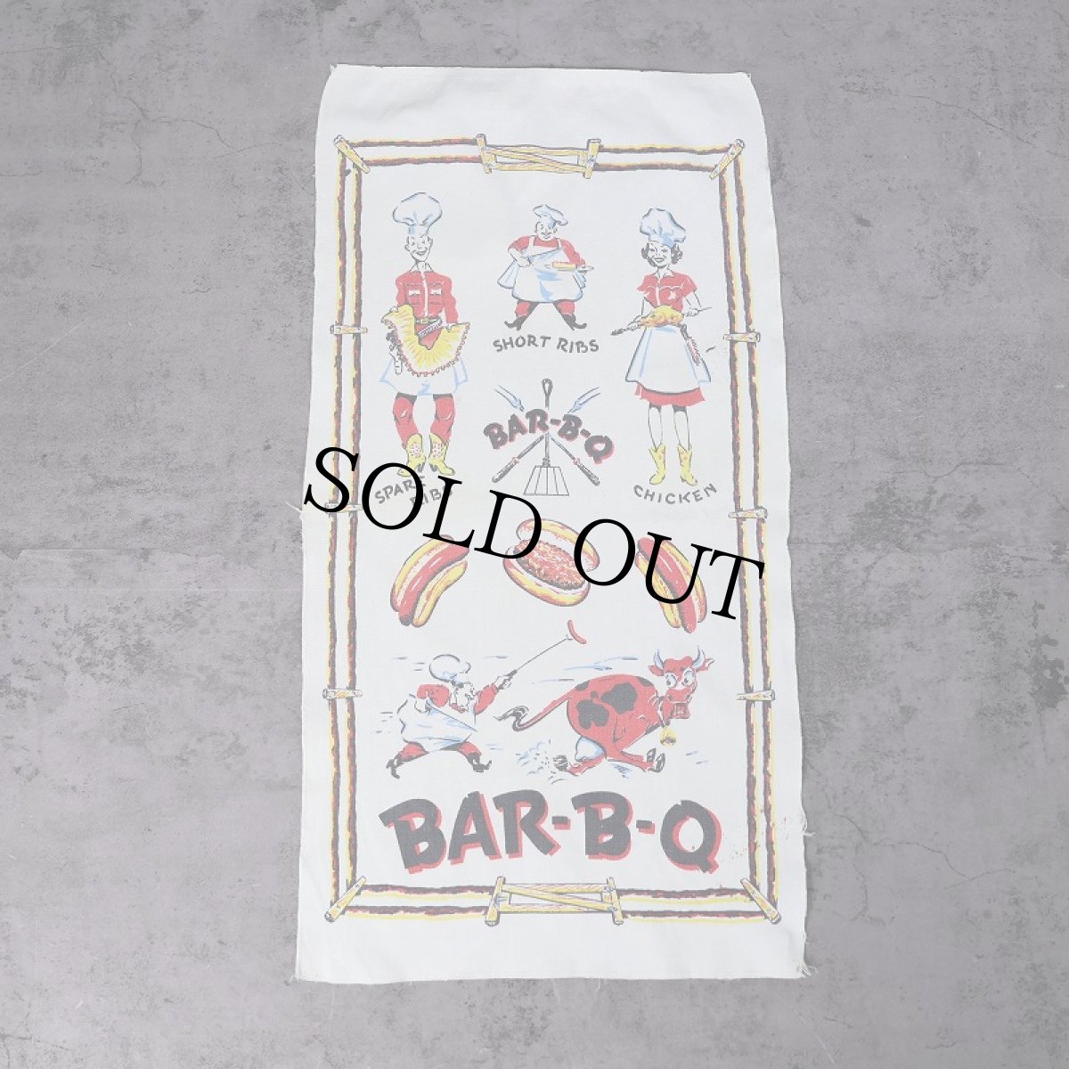 画像1: VINTAGE "BAR-B-Q" キッチンタオル (1)
