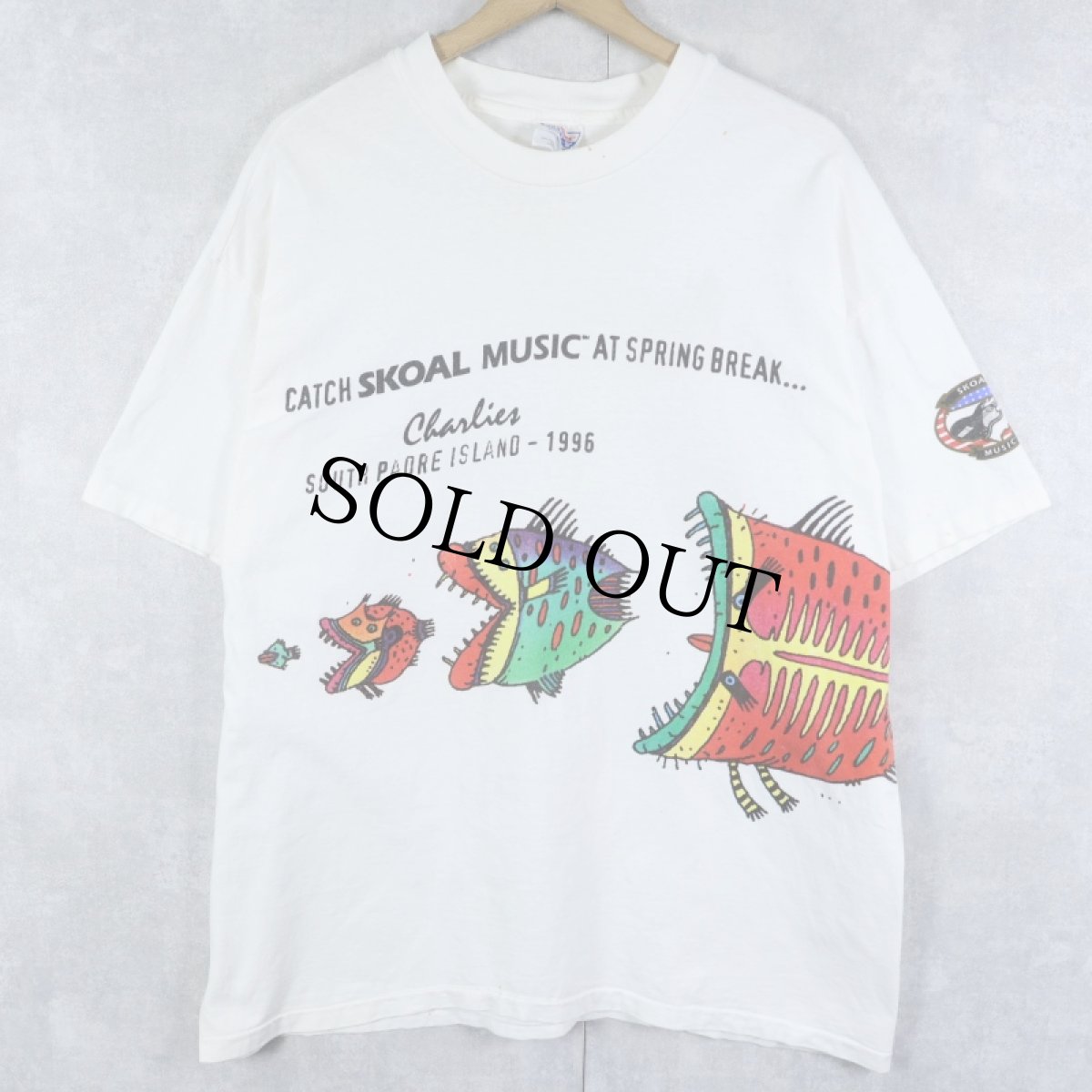 画像1: 90's SKOAL MUSIC USA製 "CATCH SKOAL MUSIC AT SPRING BREAK..." 音楽イベント 巻きプリントTシャツ XL (1)