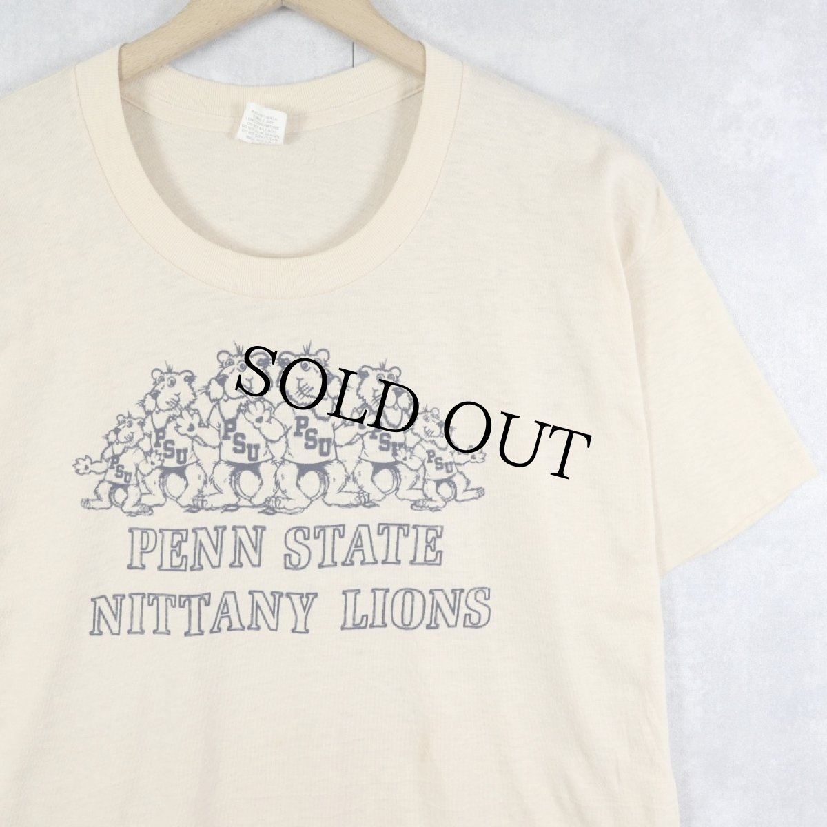 画像1: 70〜80's Velva Sheen USA製 "PENN STATE NITTANY LIONS" キャラクタープリントTシャツ XL (1)
