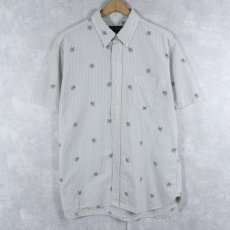 画像1: POLO Ralph Lauren "CLASSIC FIT" 3点留め 犬プリント×ストライプ柄 シアサッカーボタンダウンシャツ M (1)